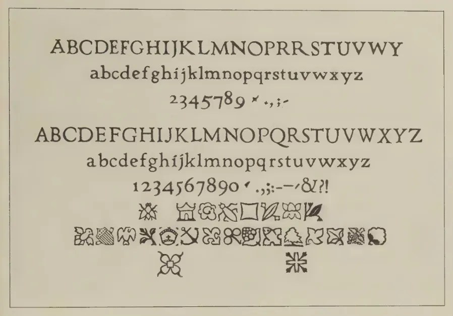 Type proof of Dard & Dard Jr.'s typefaces.